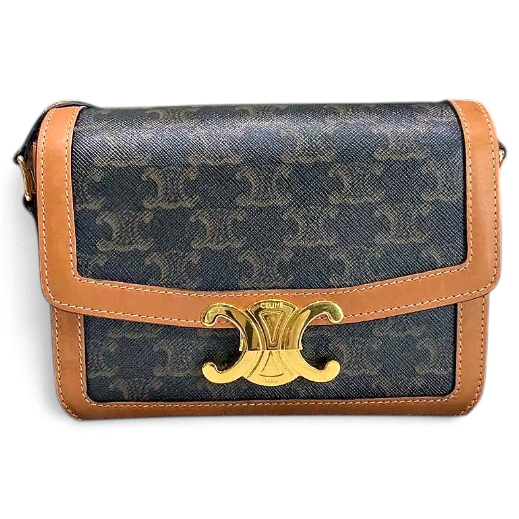 Triomphe vinyl crossbody bag