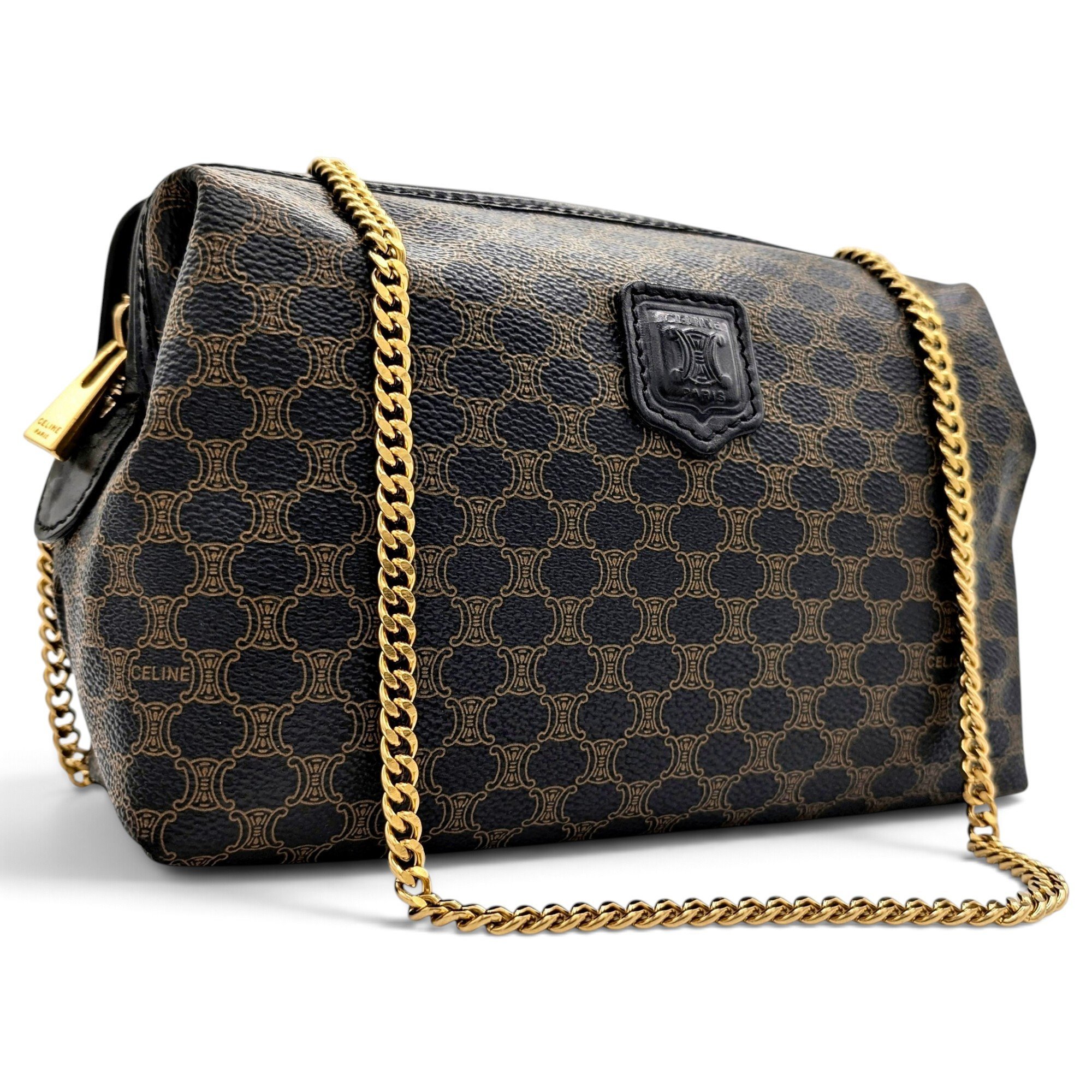 Triomphe chain cloth crossbody bag
