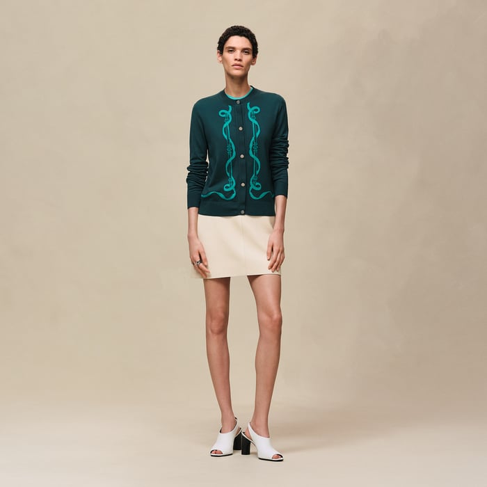 Vert Pin "Ferronnerie" Long-sleeve Cardigan