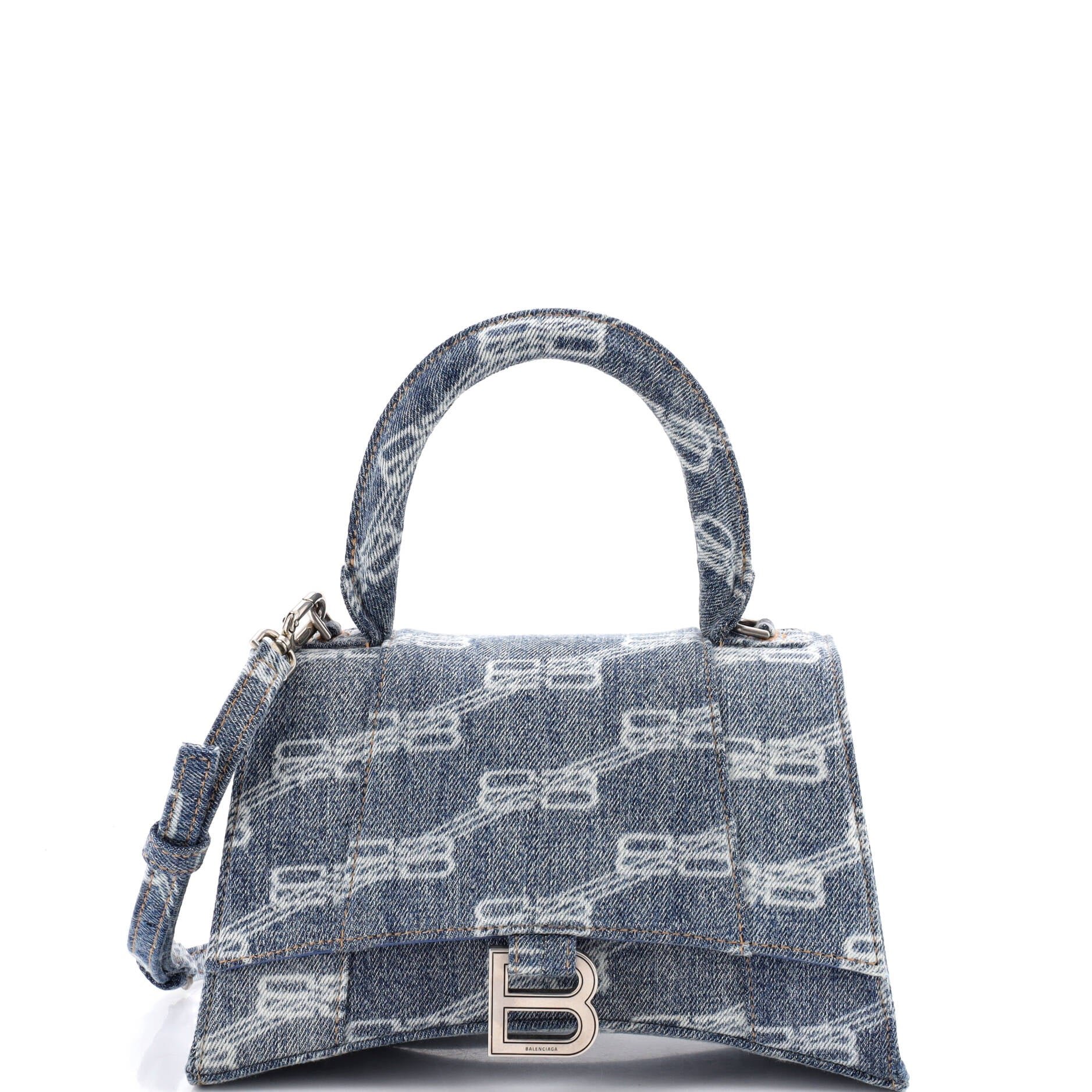Hourglass Top Handle Bag BB Monogram Denim Small