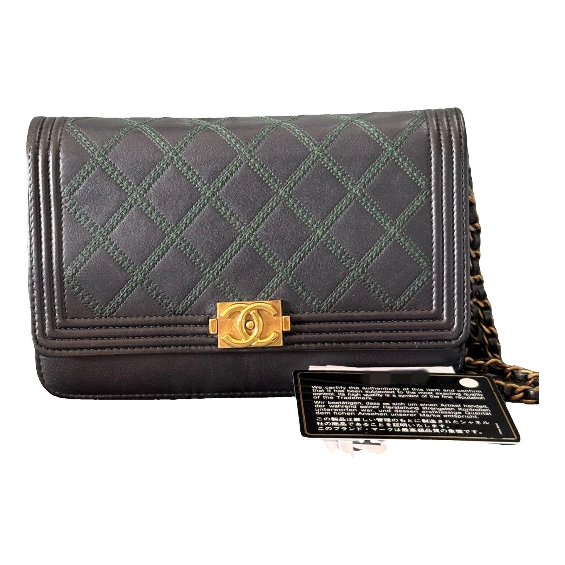 Wallet On Chain Boy Half Flap leather crossbody bag
