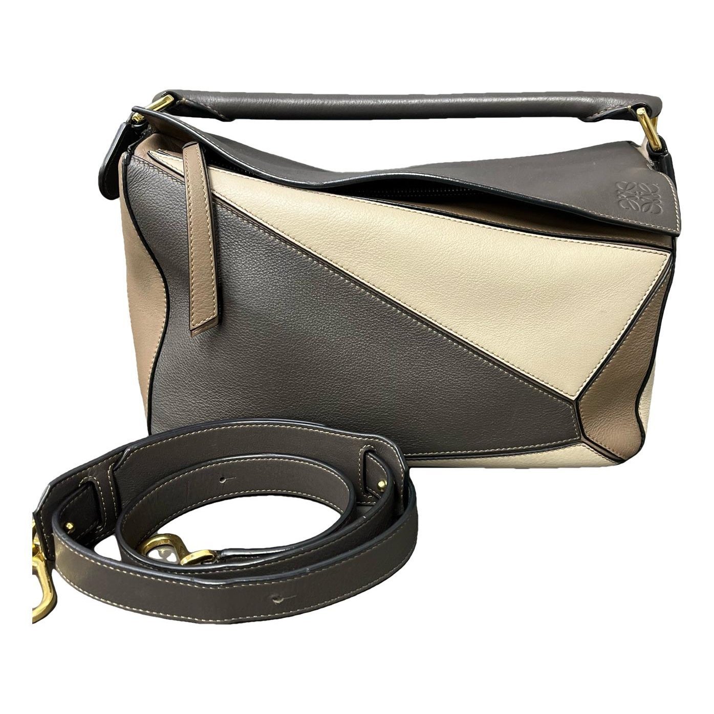 Puzzle leather handbag