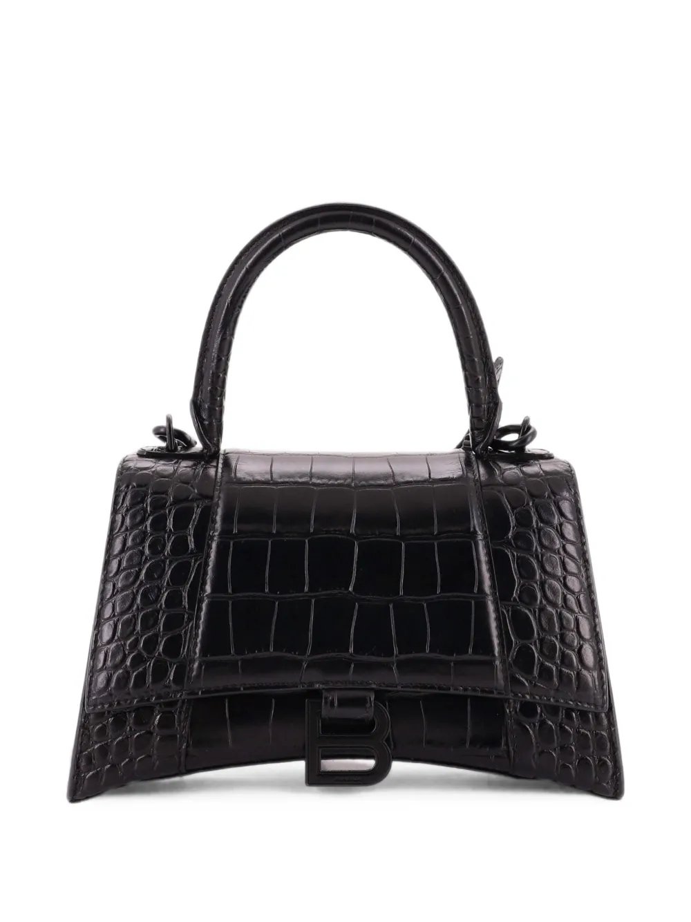 Hourglass Top Handle Bag Crocodile Embossed Leather Small crossbody bag