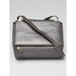 Givenchy Givenchy Grey Grained Leather Pandora Box Medium Shoulder Bag