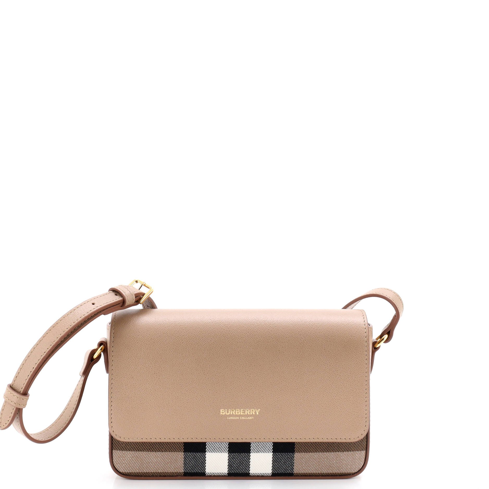 Burberry New Hampshire Shoulder Bag House Check Canvas and Leather Small