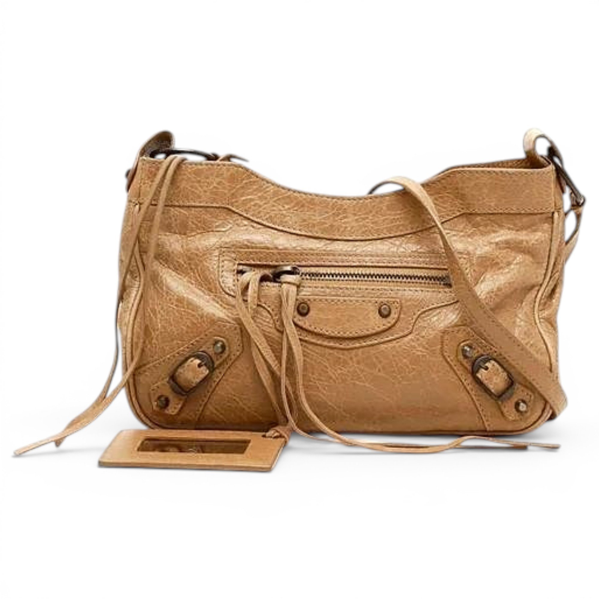 Hip leather handbag