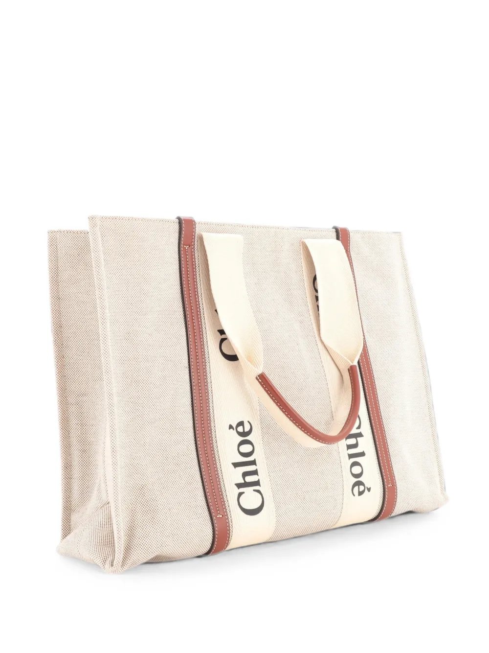 Chloe Woody Canvas with Leather Large tote bag