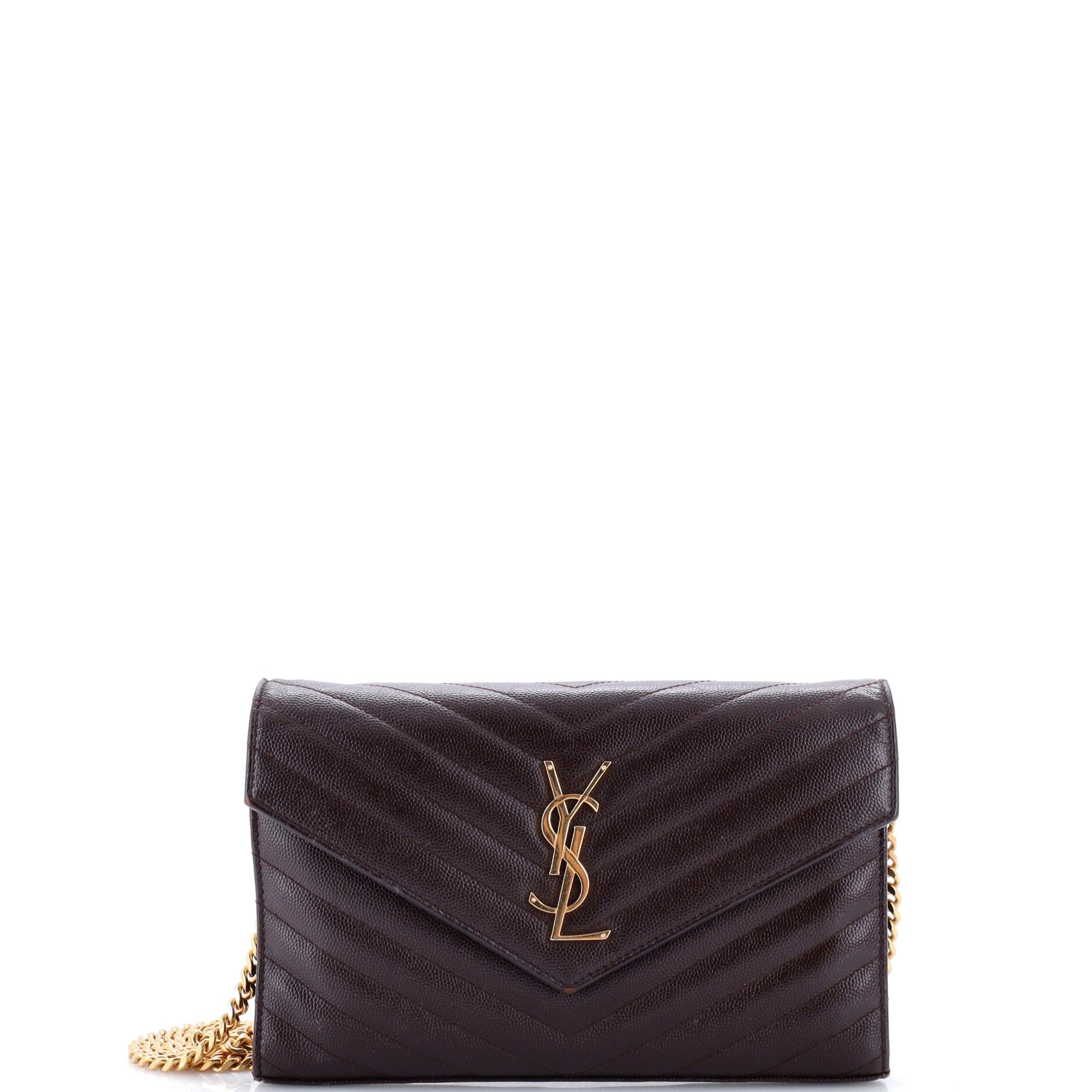 Classic Monogram Wallet on Chain Matelasse Chevron Leather Medium