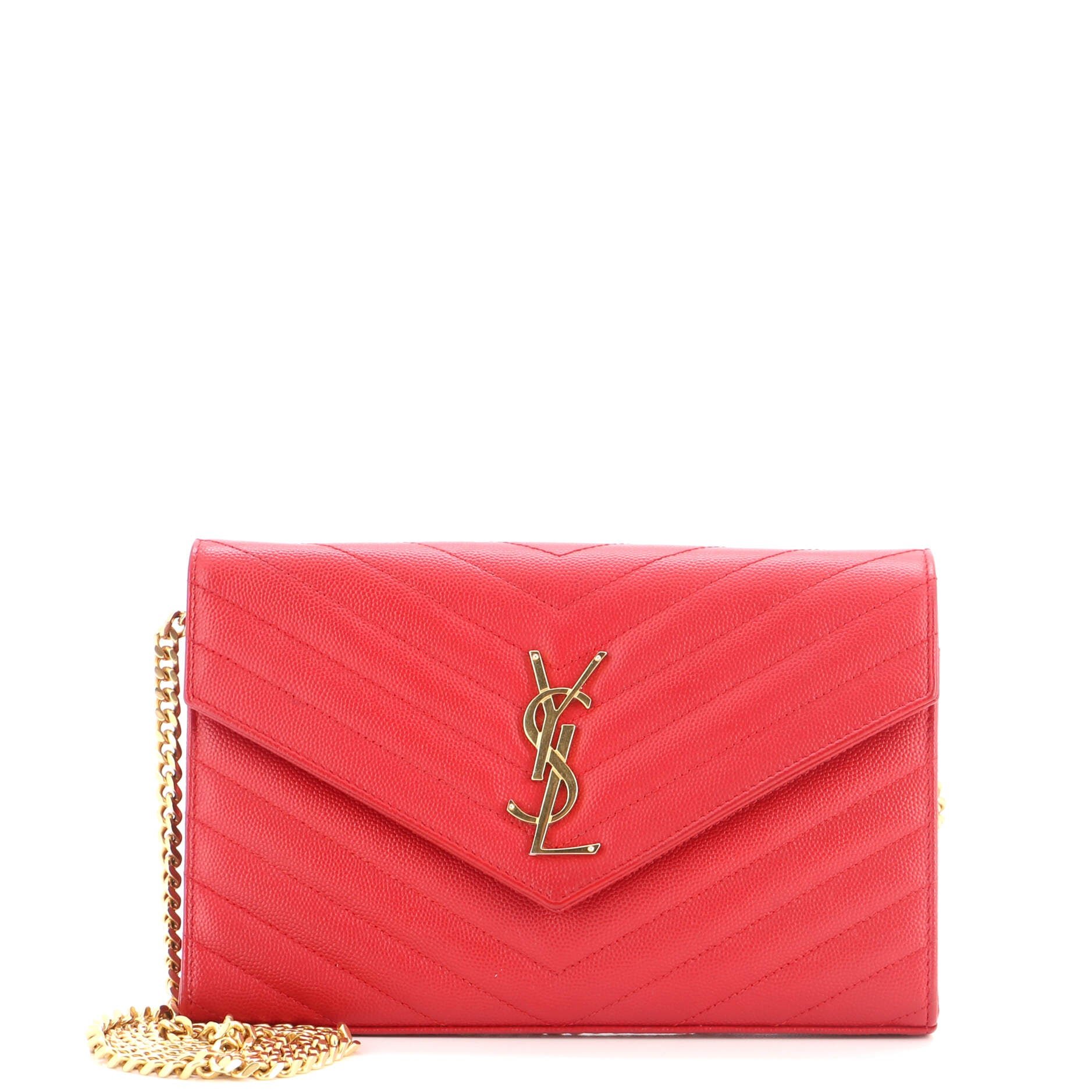 Classic Monogram Wallet on Chain Matelasse Chevron Leather Medium