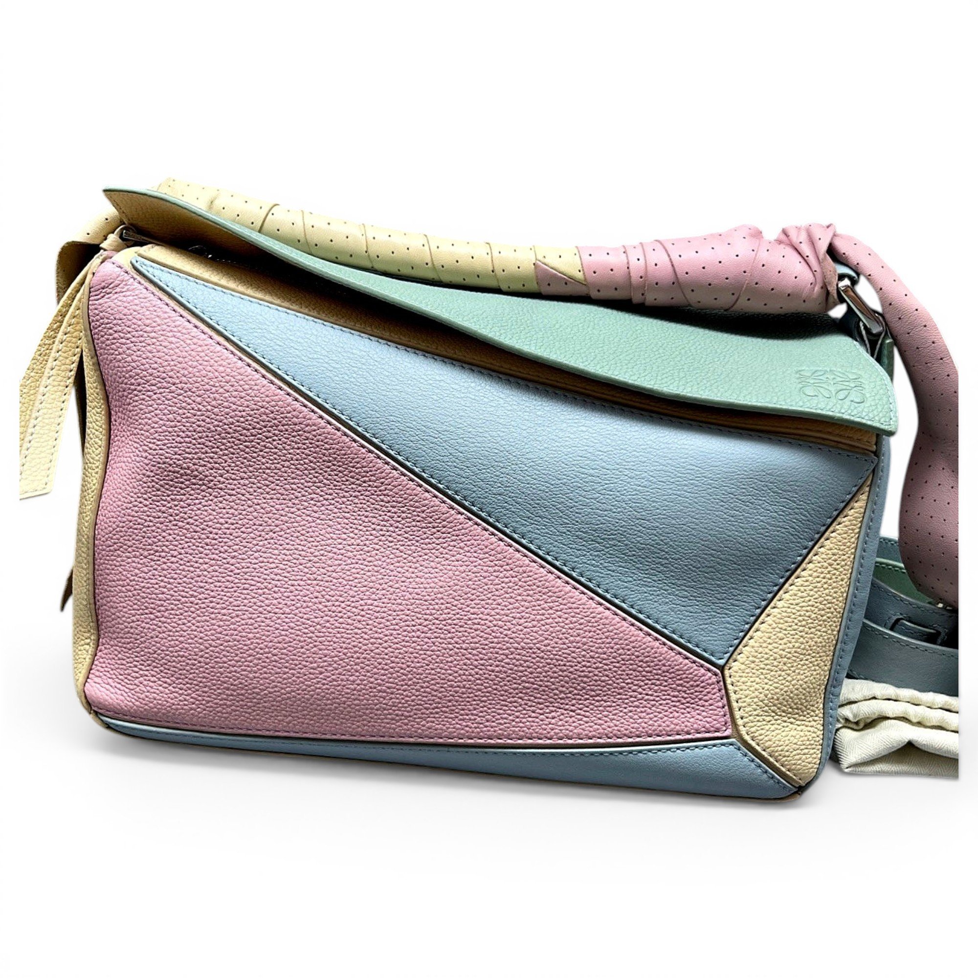 Puzzle leather handbag