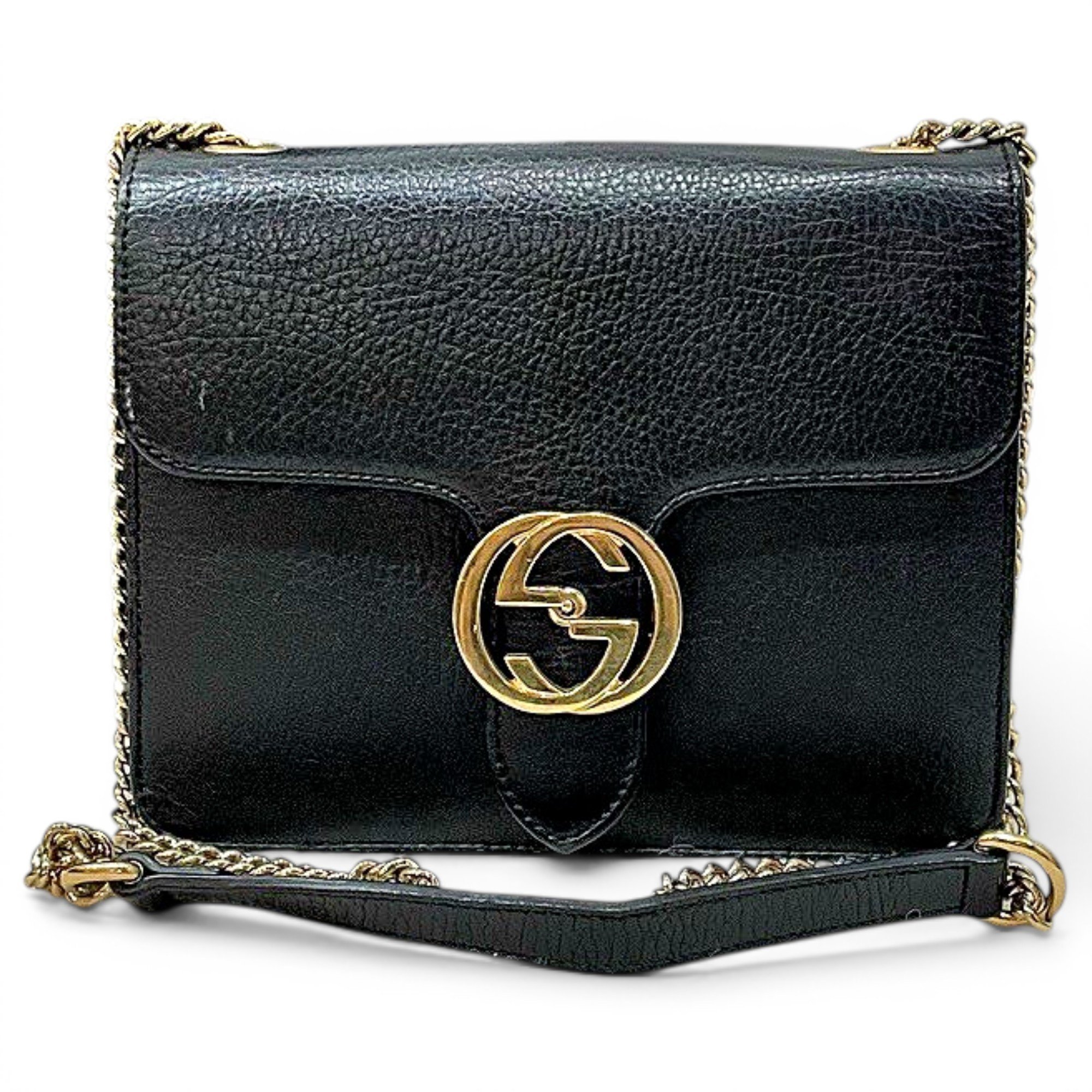 Interlocking leather crossbody bag