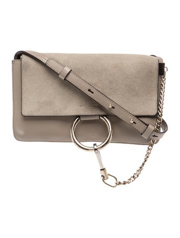 Leather Faye Shoulder Bag in Motty Grey. Small