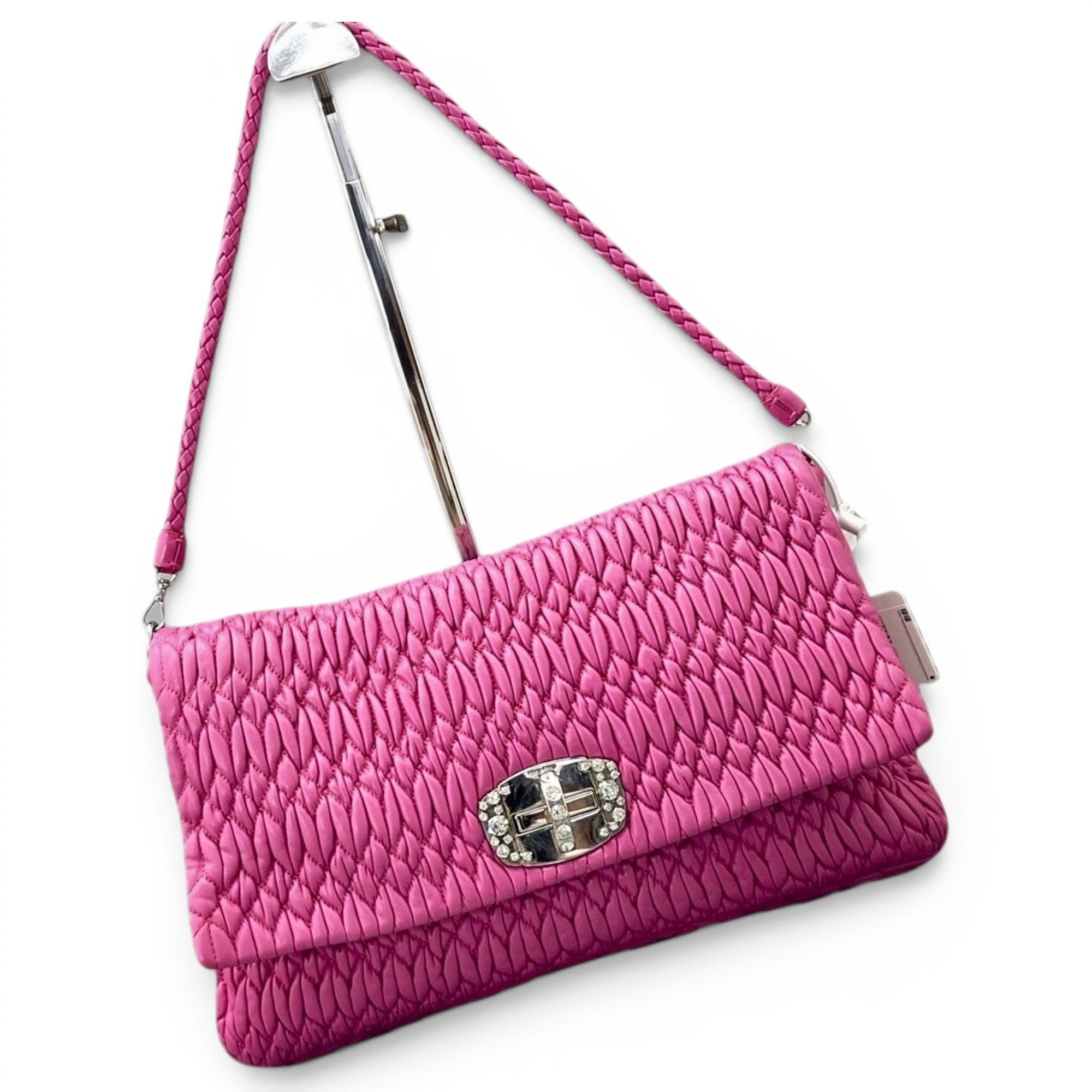 Miu Crystal leather handbag