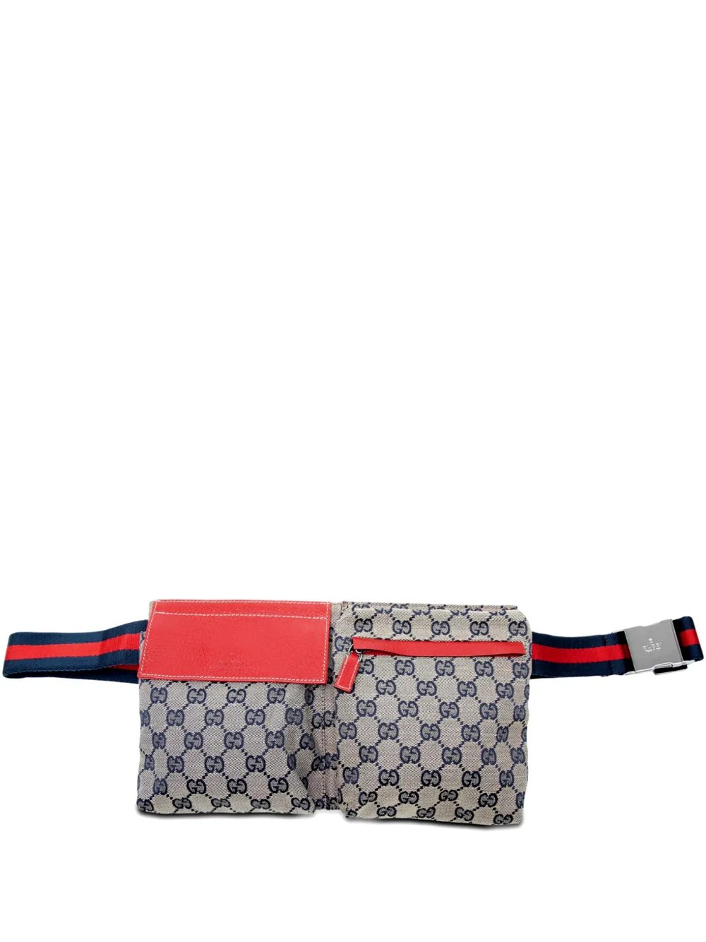 2000-2015 GG Canvas Web Double Pocket belt bag