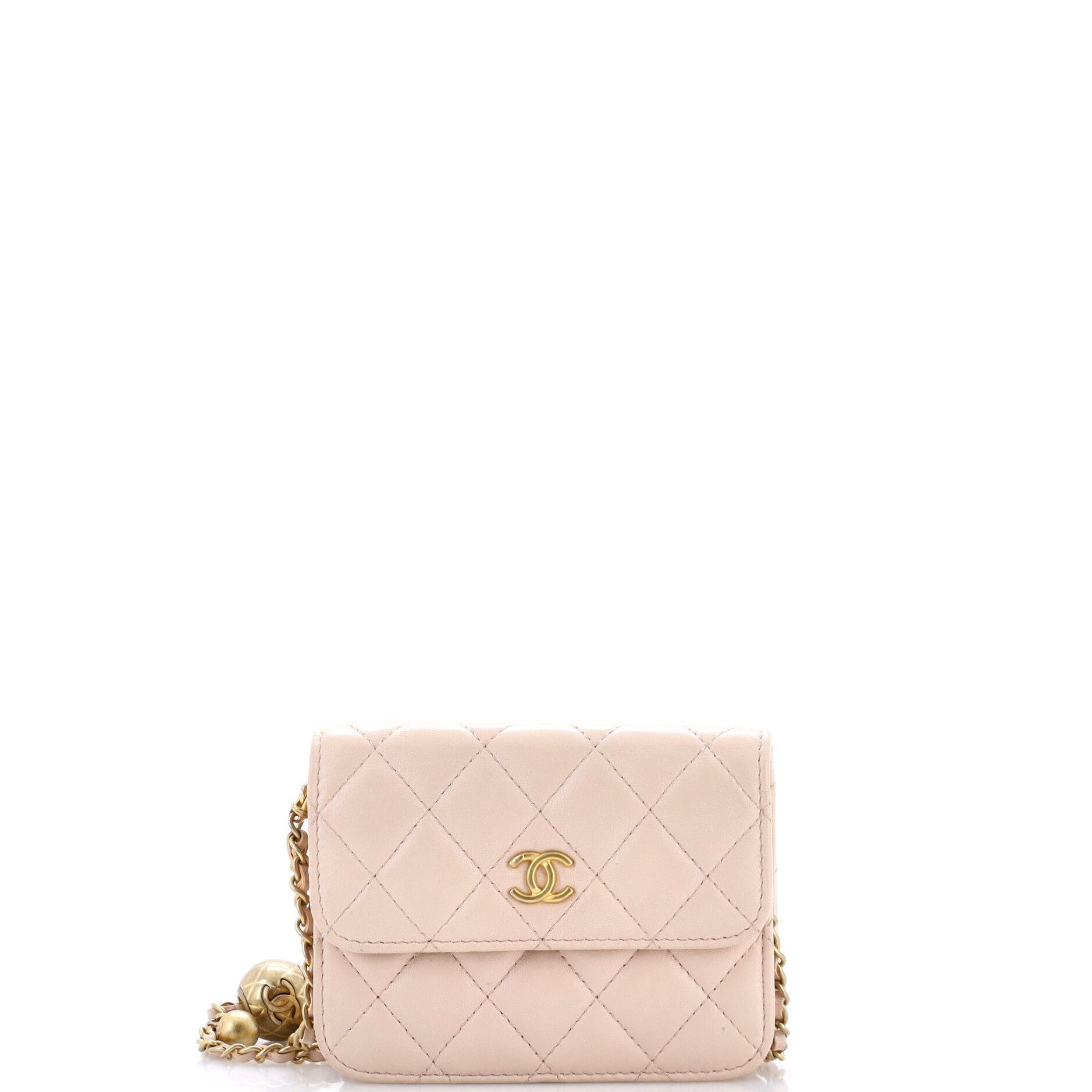 Pearl Crush Flap Clutch with Chain Quilted Lambskin Mini