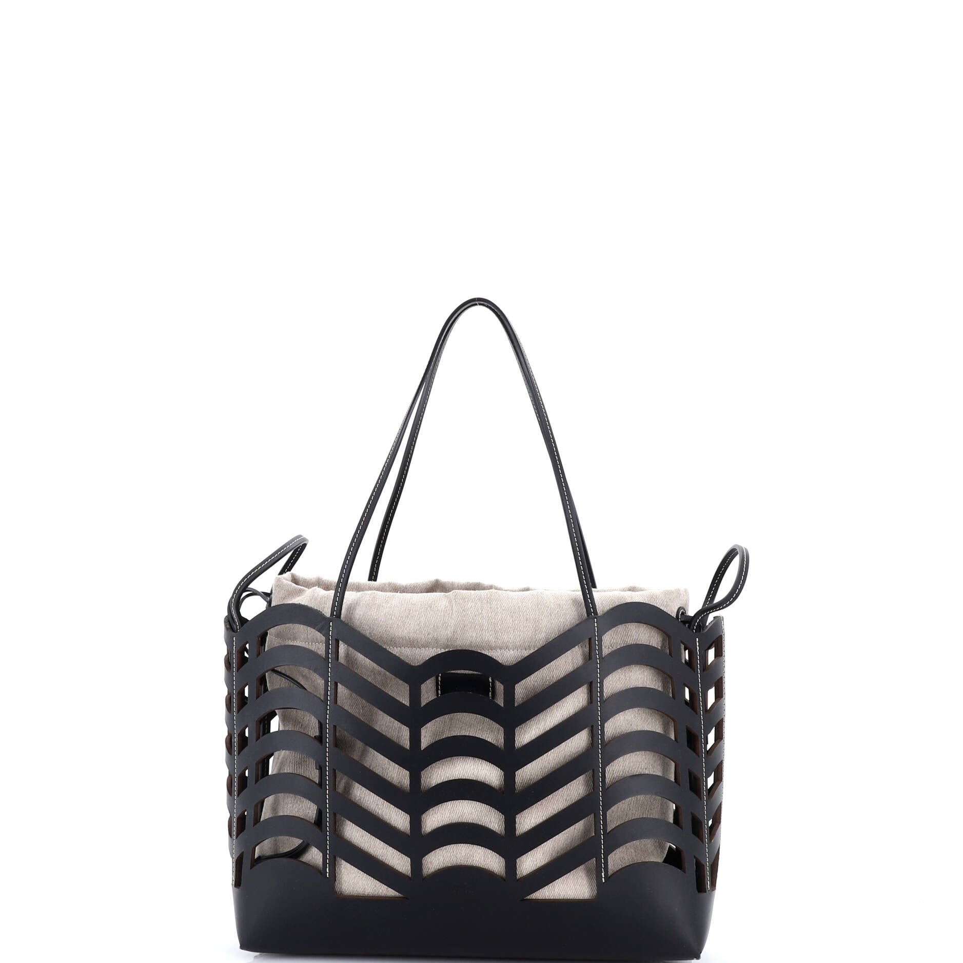 Chloe Kayan Tote Laser Cut Leather and Canvas Small
