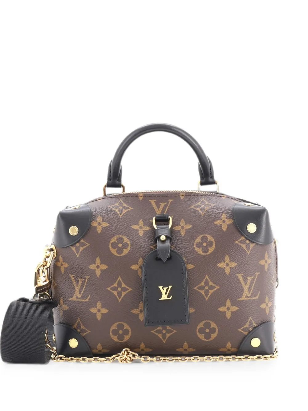 Petite Malle Souple Handbag Monogram Canvas with Leather shoulder bag