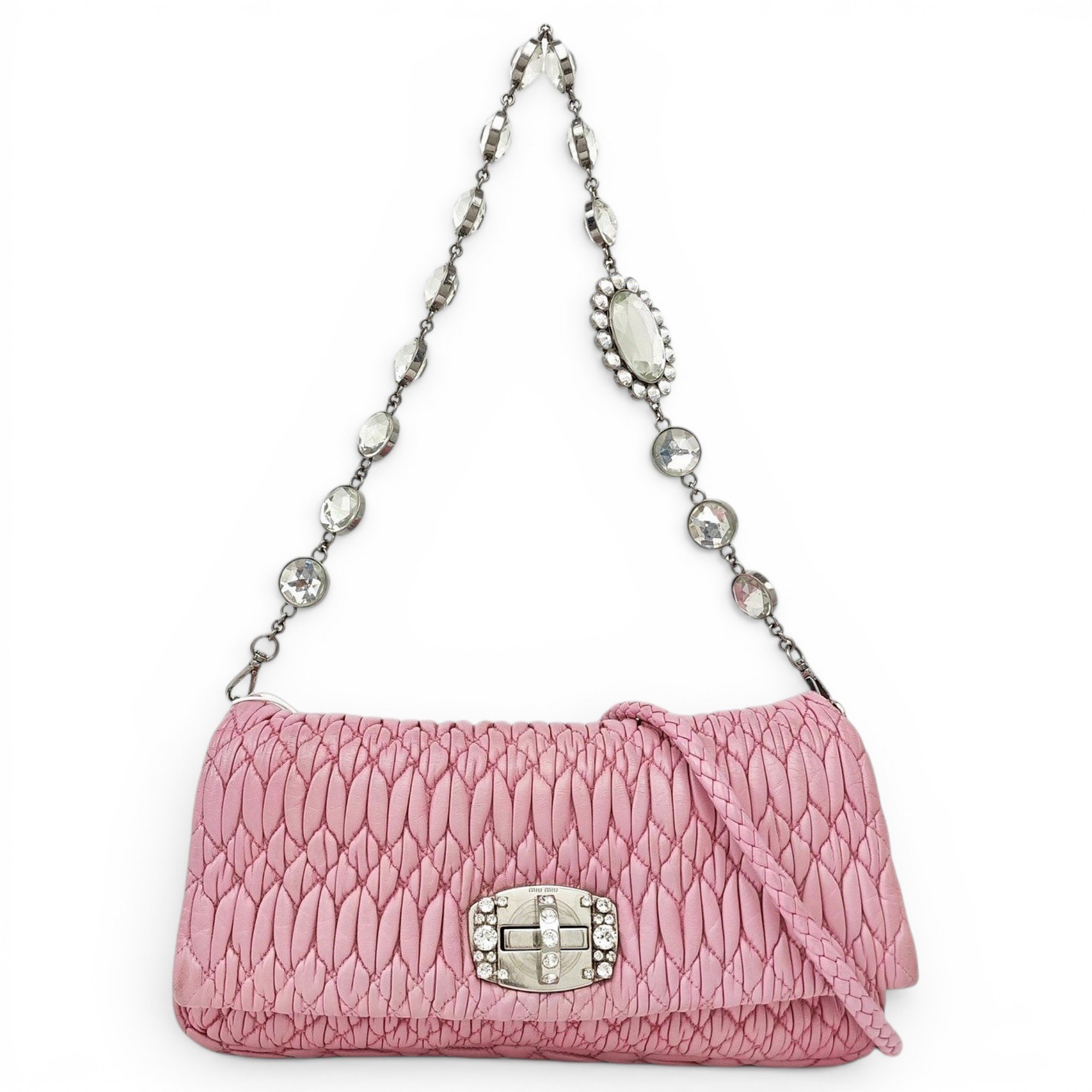 Miu Crystal leather handbag