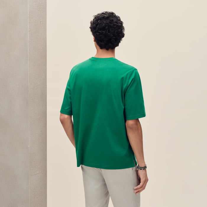 Menthe "H'Cheval" T-shirt With Leather Detail