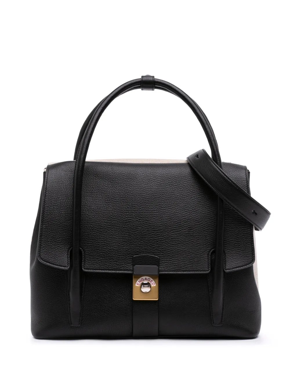 Maison Martin Margiela 2010-2026 Bicolor Goatskin and Canvas New Lock Horizontal satchel
