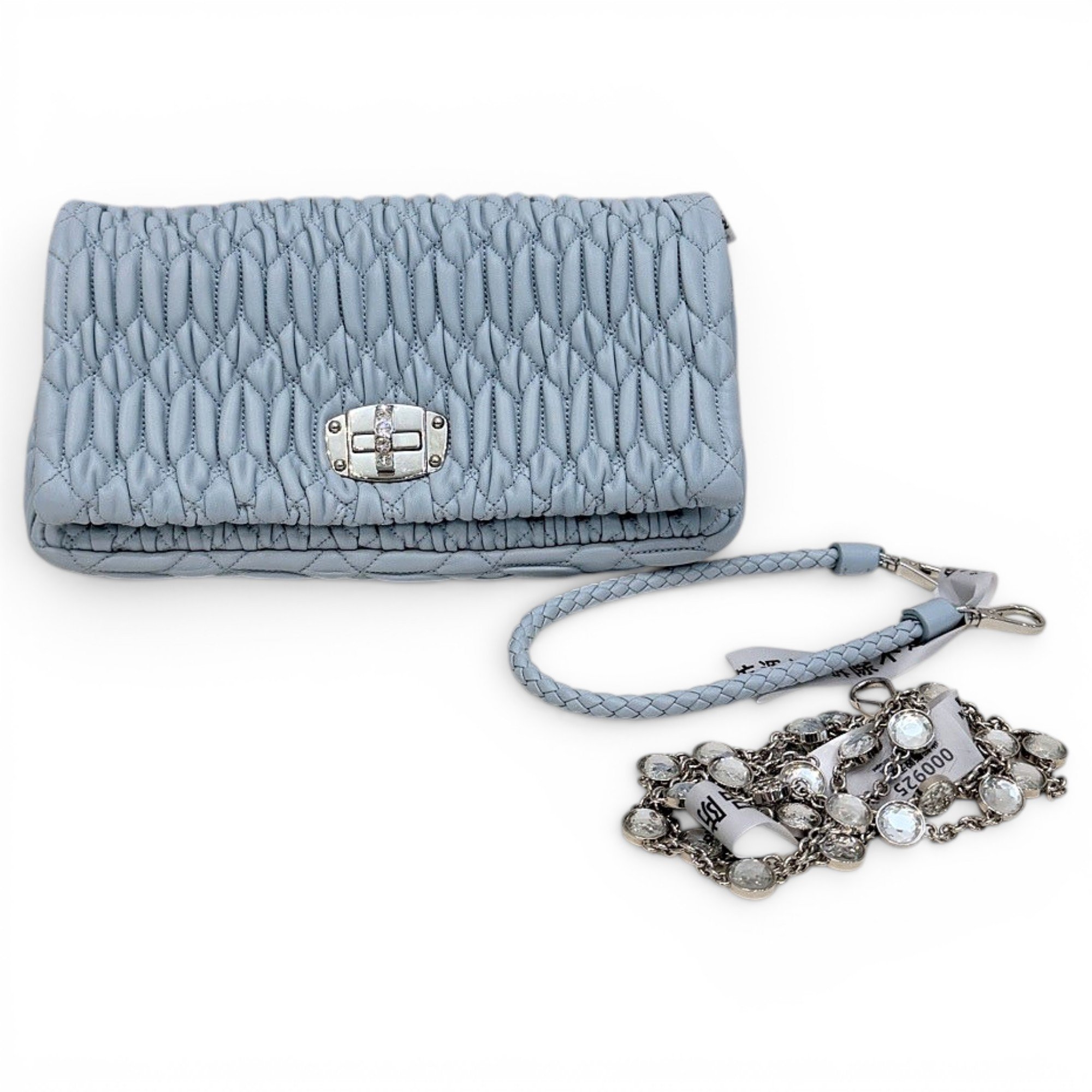 Miu Crystal leather crossbody bag