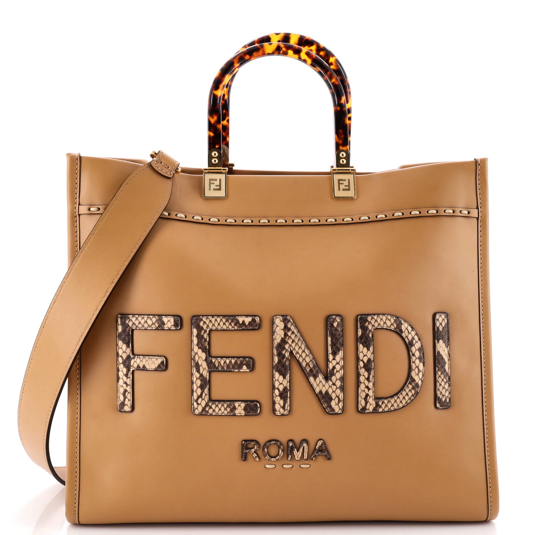 Sunshine Shopper Tote Leather with Snakeskin Medium