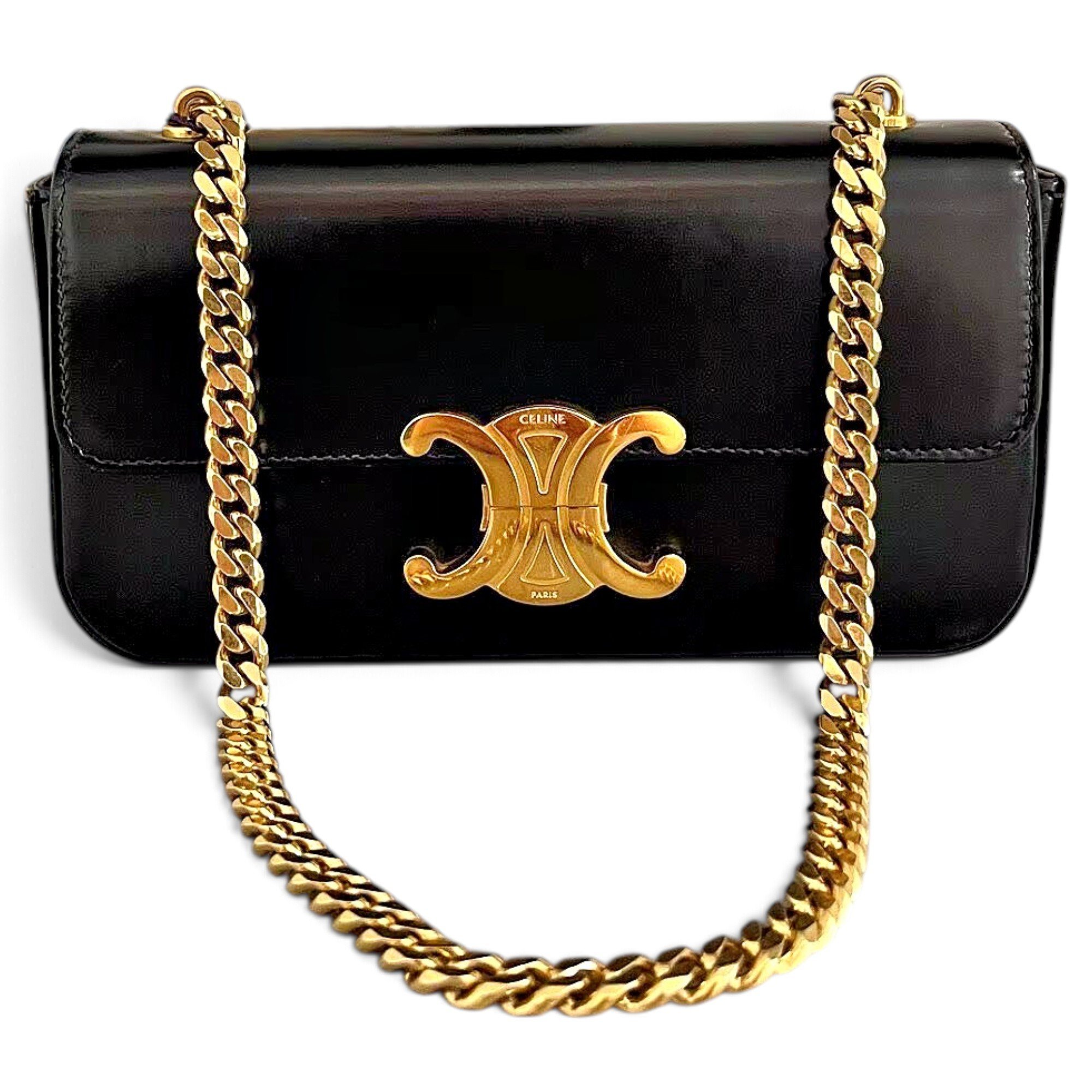 Triomphe chain leather handbag