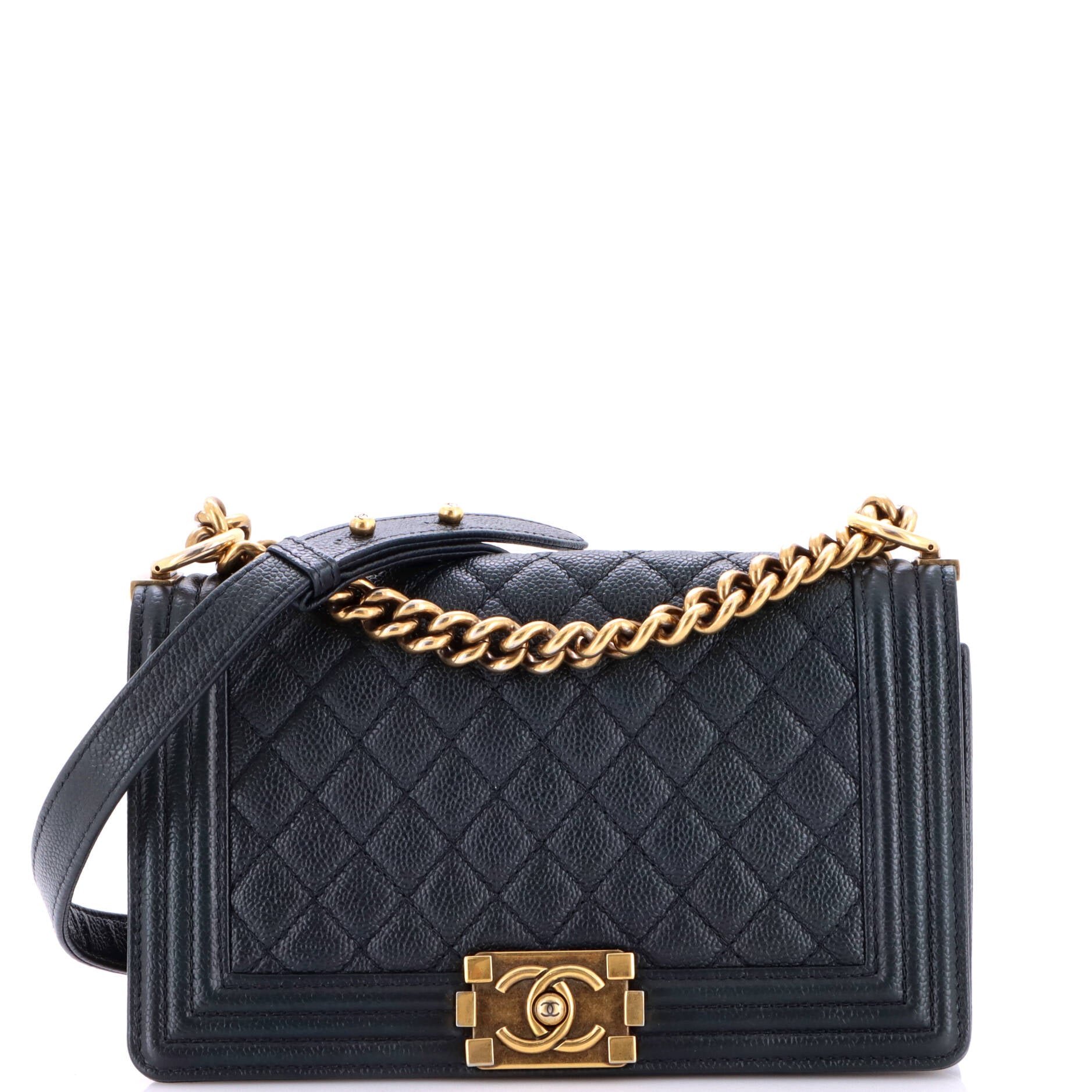 Boy Flap Bag Quilted Caviar Old Medium
