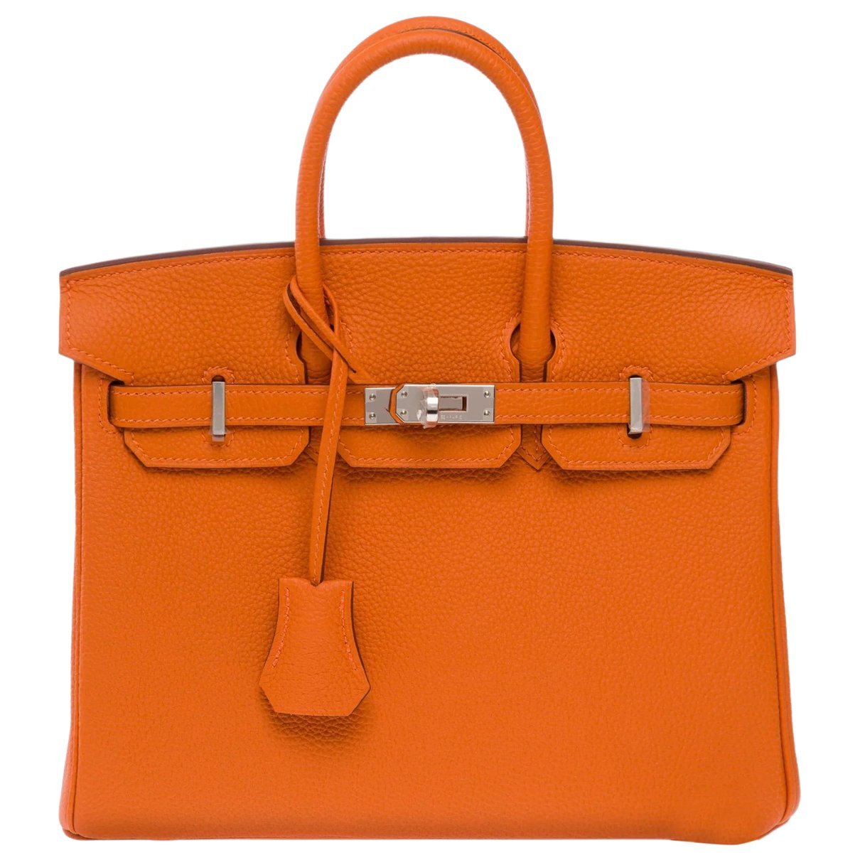 Hermes Birkin 25 Handbag Orange Togo Leather 2025