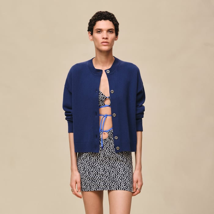 Bleu Outremer Cashmere Long-sleeve Cardigan