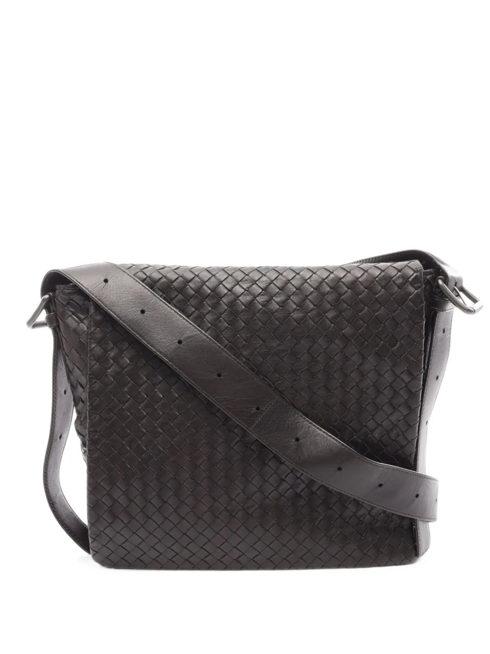 2000s Intrecciato leather messenger bag