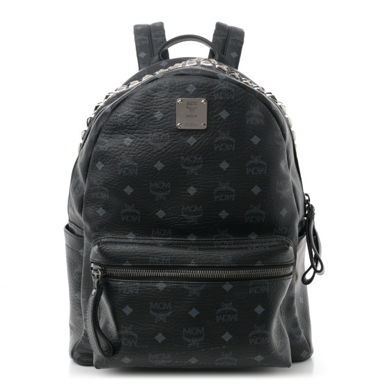 MCM Visetos Studded Medium Backpack Black