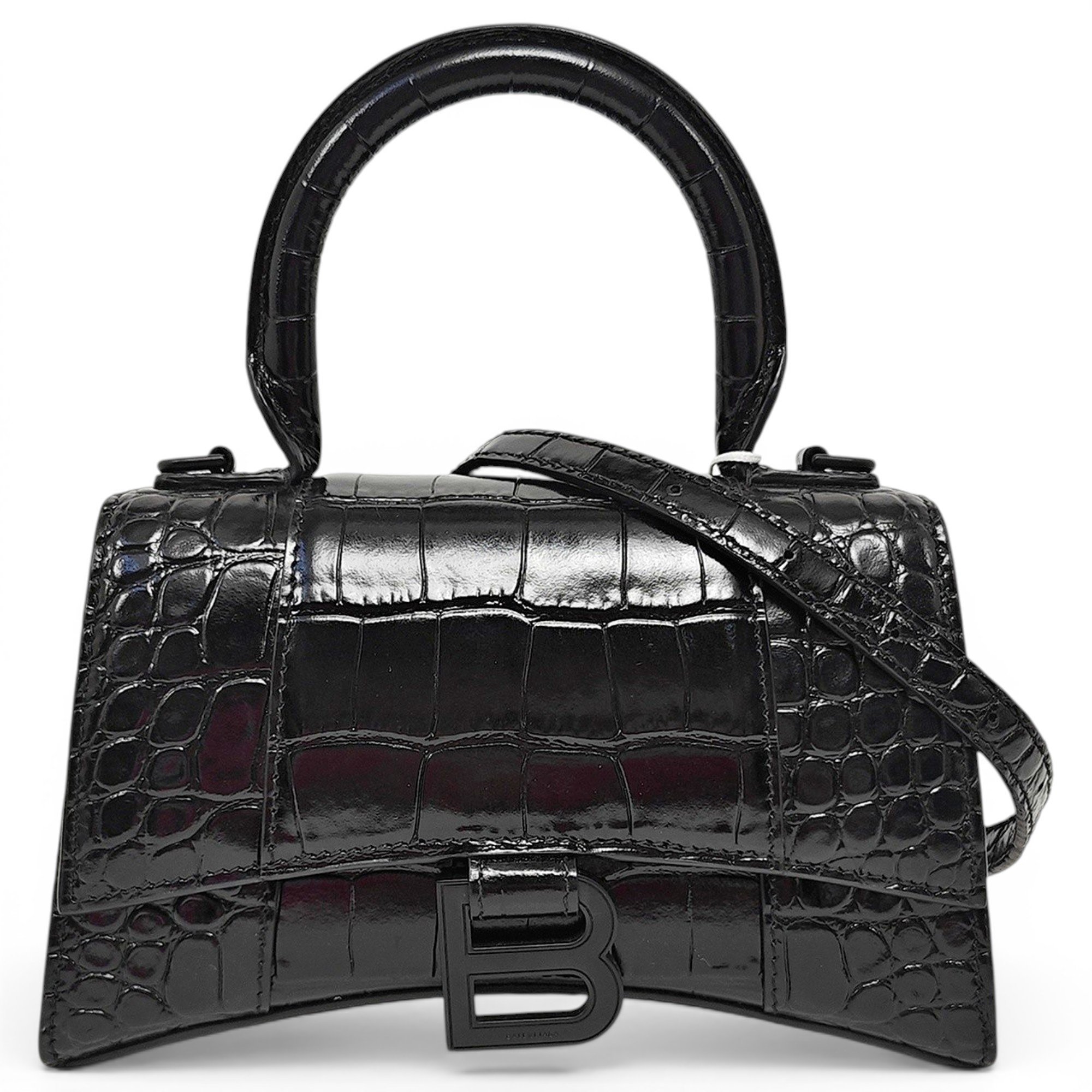 Hourglass leather handbag