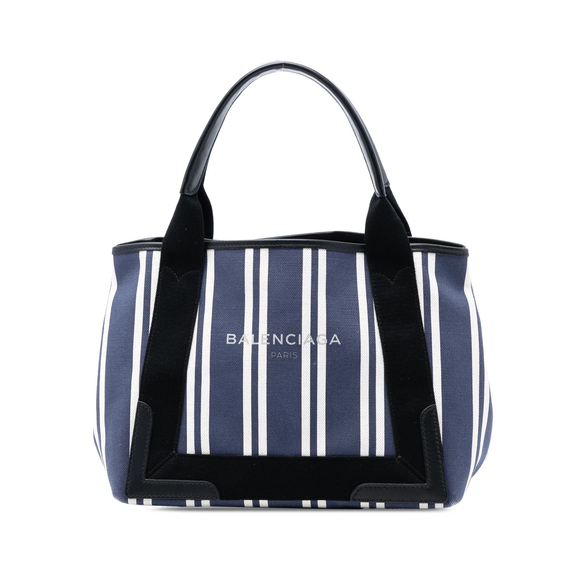Navy cabas leather handbag