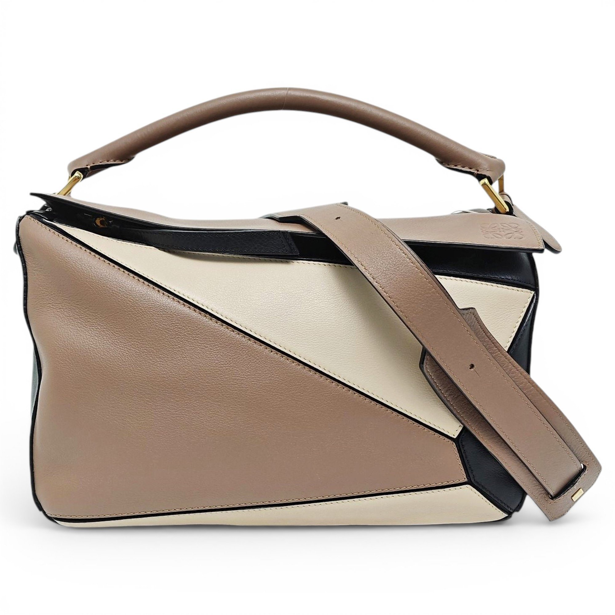 Puzzle leather handbag