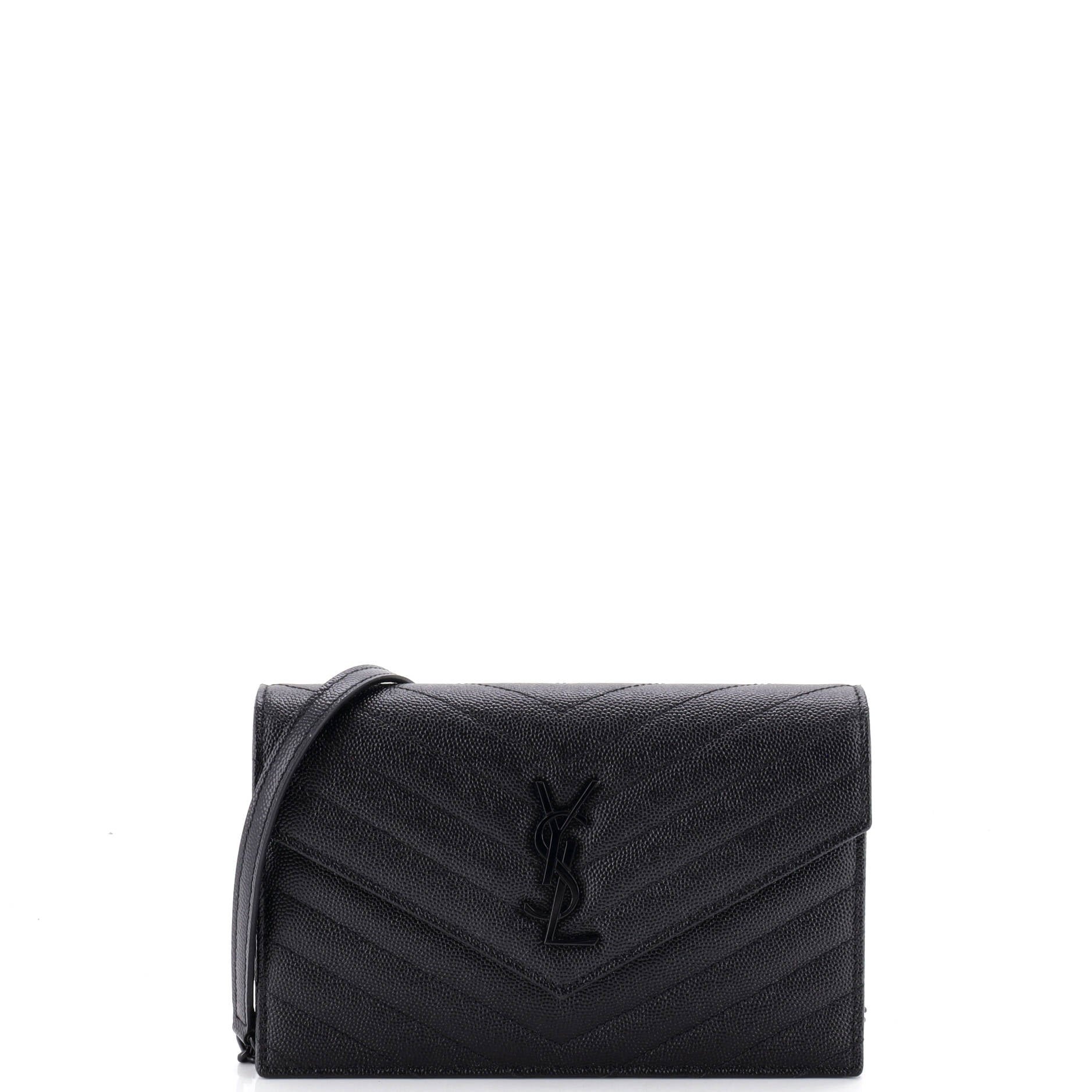 Classic Monogram Wallet on Chain Matelasse Chevron Leather Small