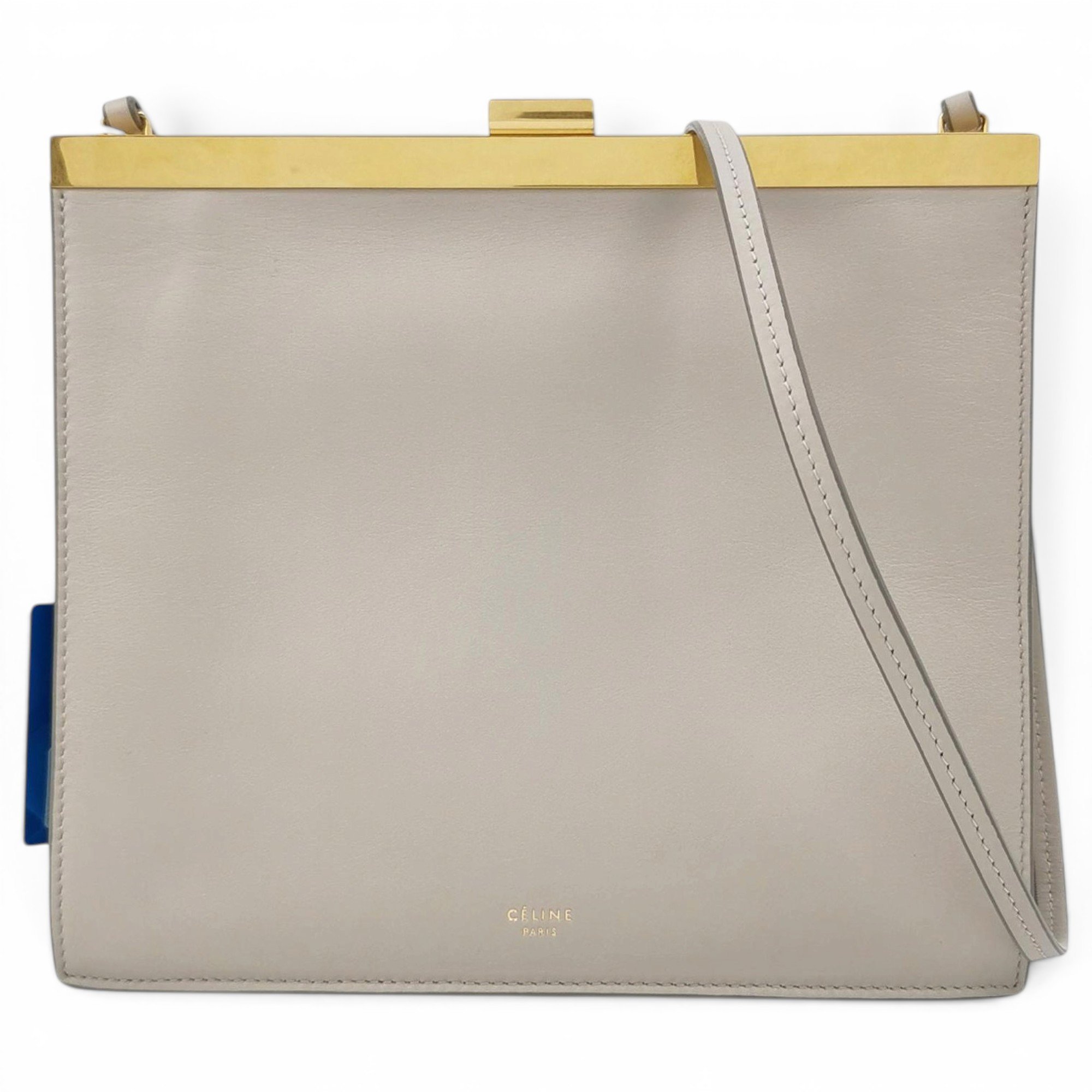 Clasp leather handbag