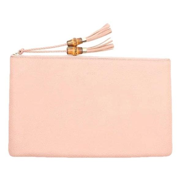 Bamboo leather clutch bag