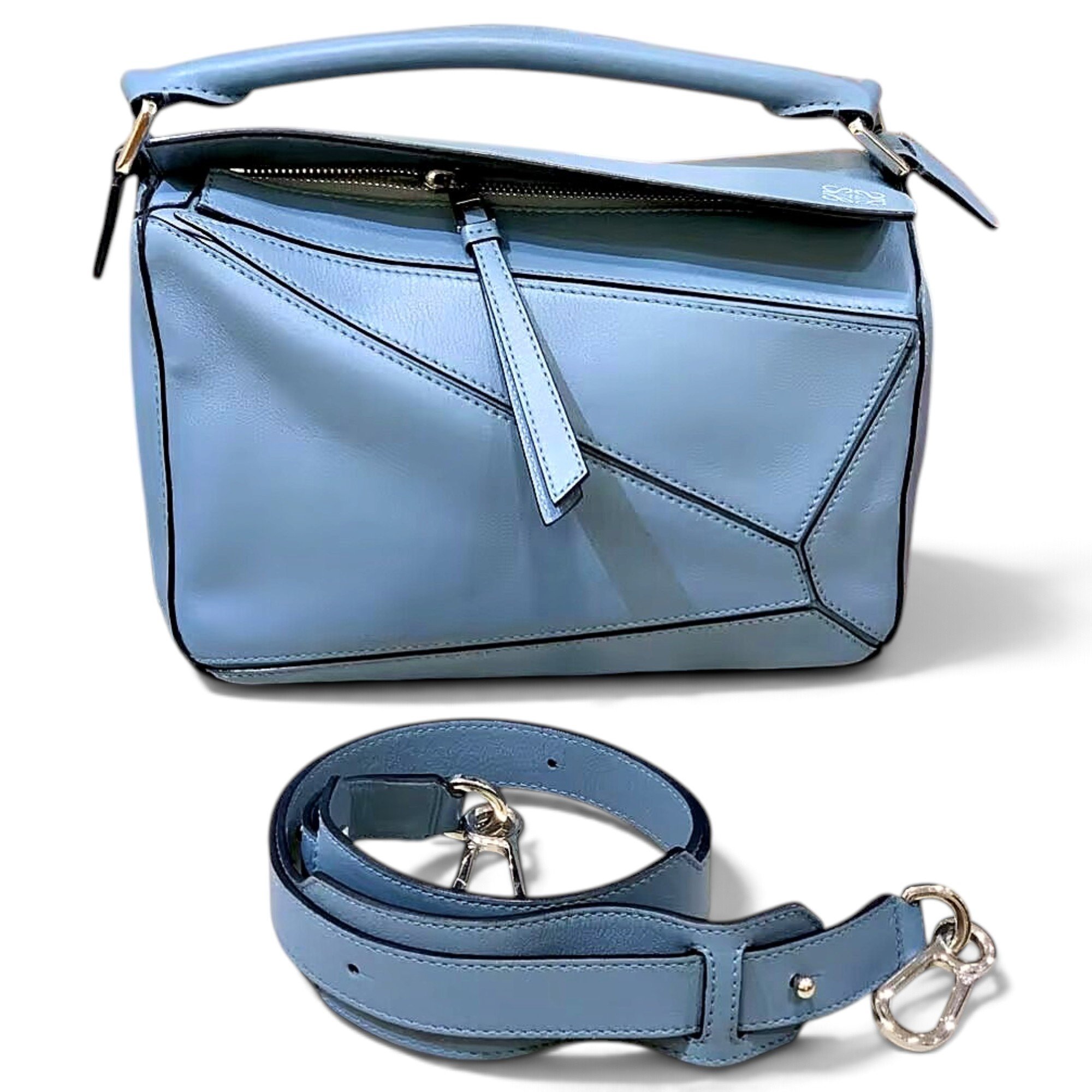 Puzzle leather handbag