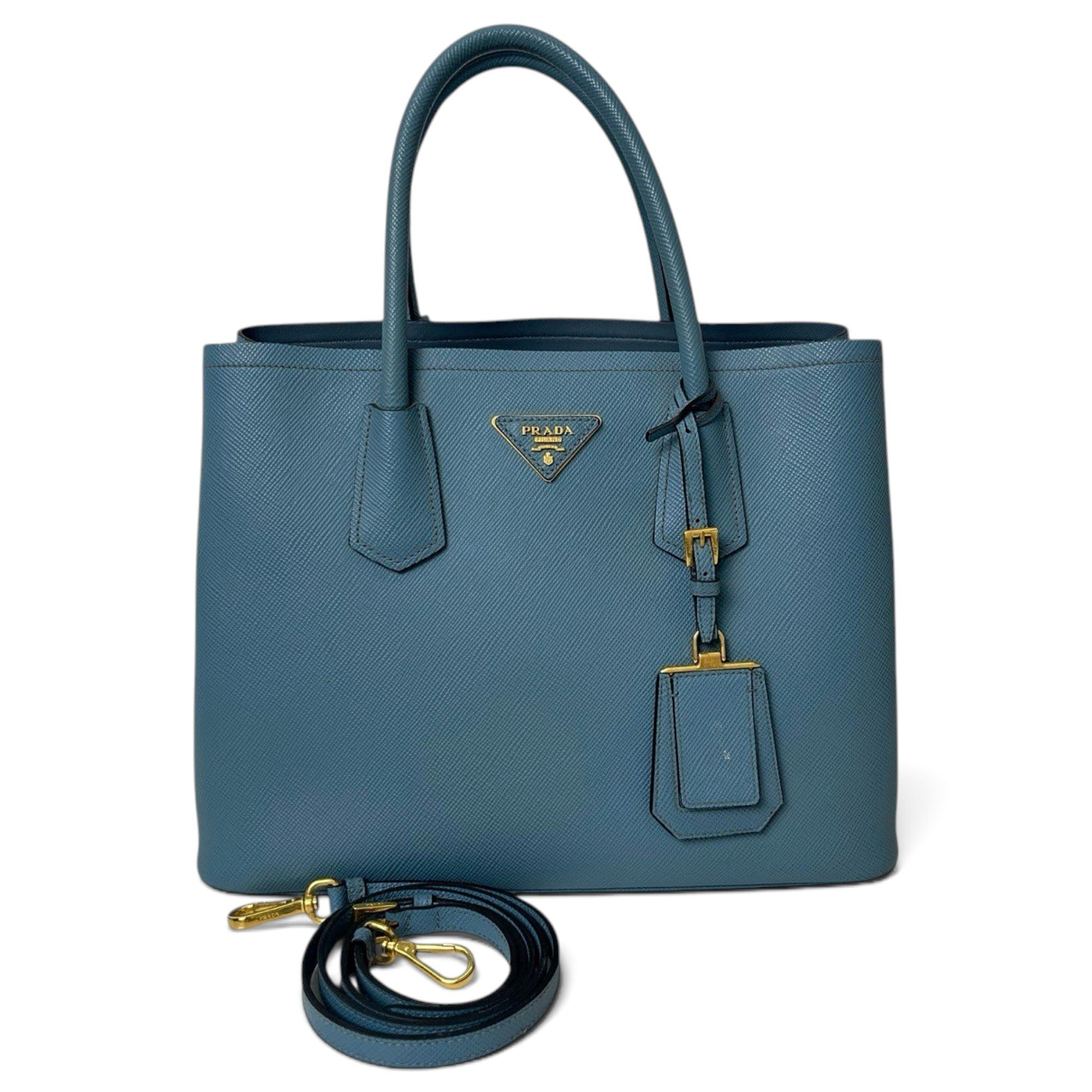 Double leather handbag
