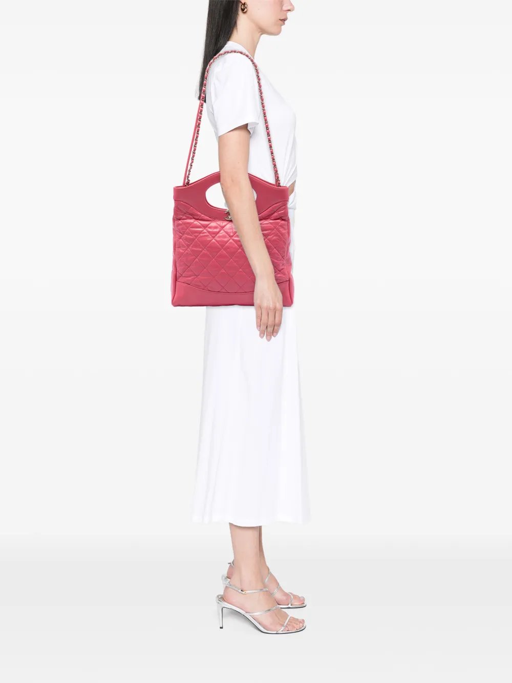 2019 Small Quilted Shiny Aged Calfskin 31 Shopping Bag satchel