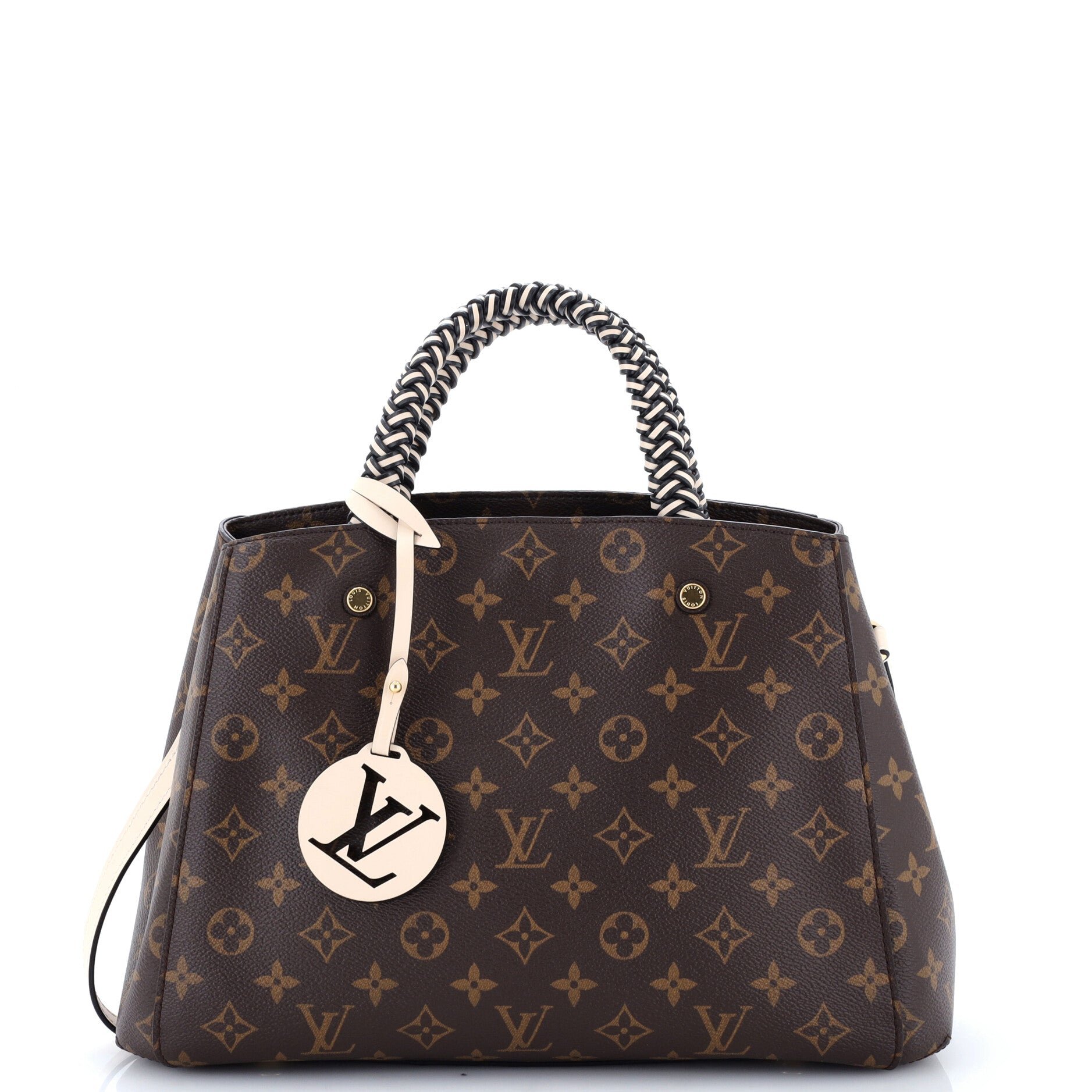Louis Vuitton Braided Handle Montaigne Handbag Monogram Canvas MM