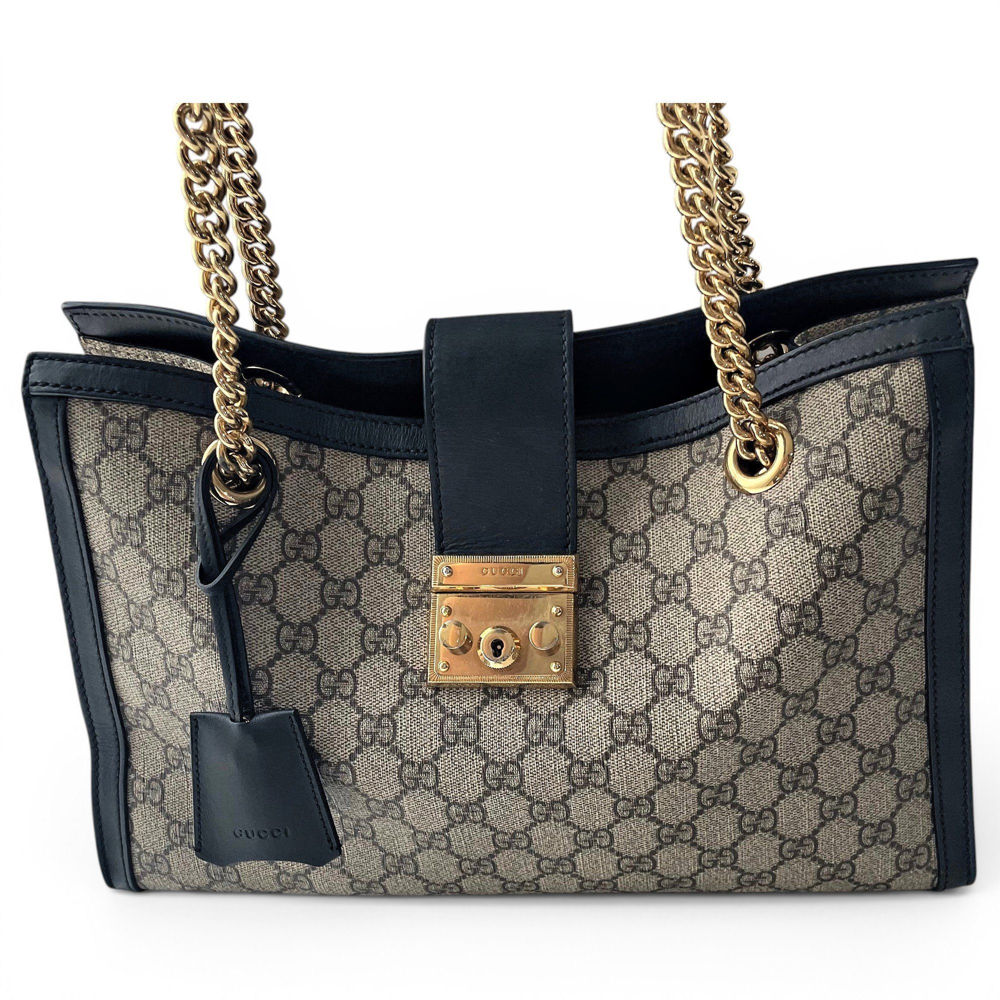 Padlock leather handbag