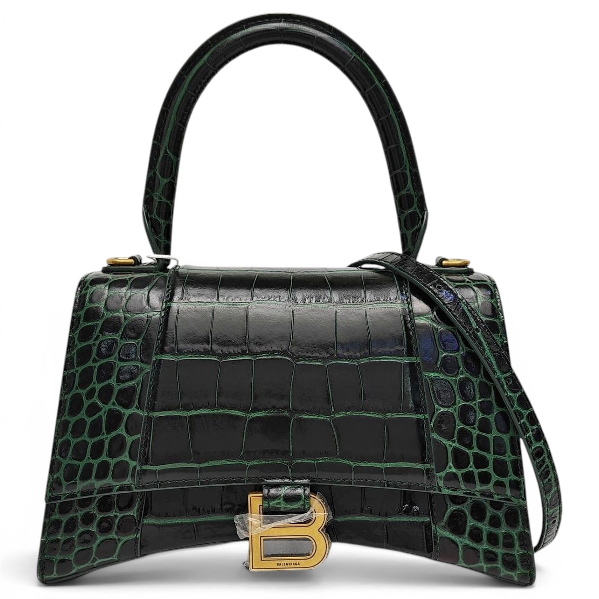 Hourglass leather handbag