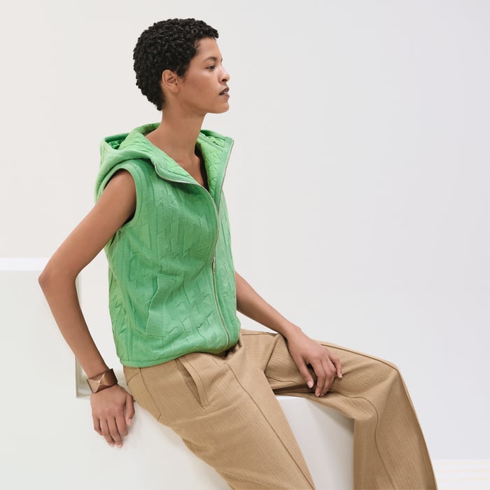 Vert Opaline "H" Quilted Sleeveless Jacket