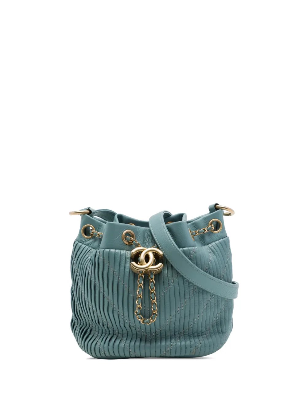 2018 Small Crumpled Calfskin Coco Pleats Drawstring bucket bag