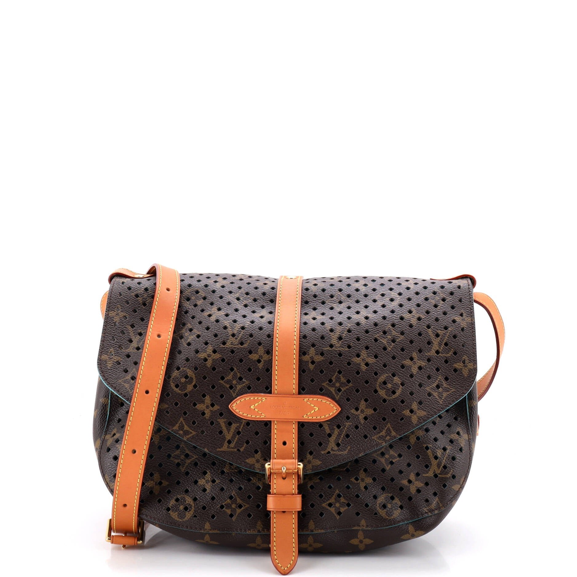 Flore Saumur Handbag Perforated Monogram Canvas