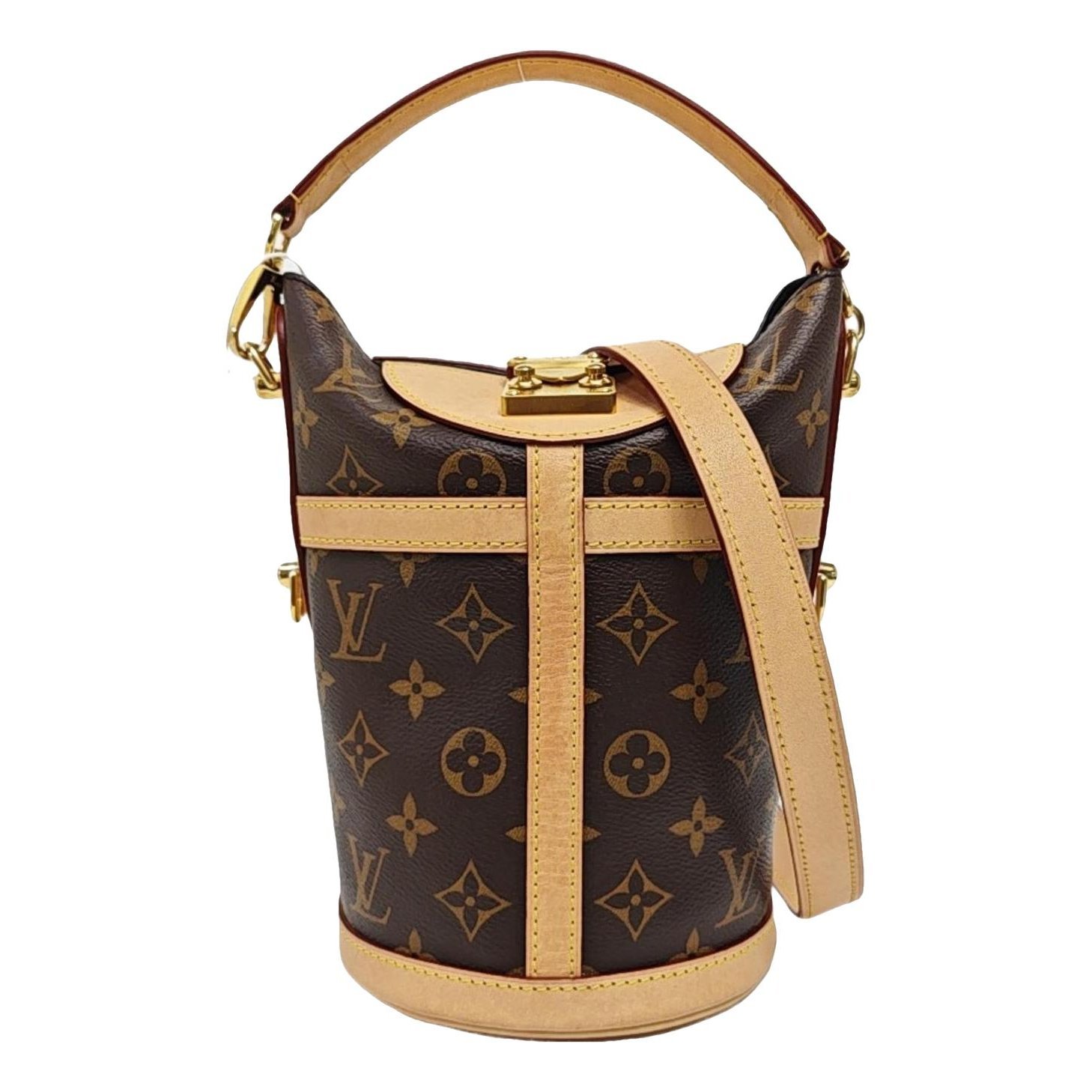 Duffle leather handbag