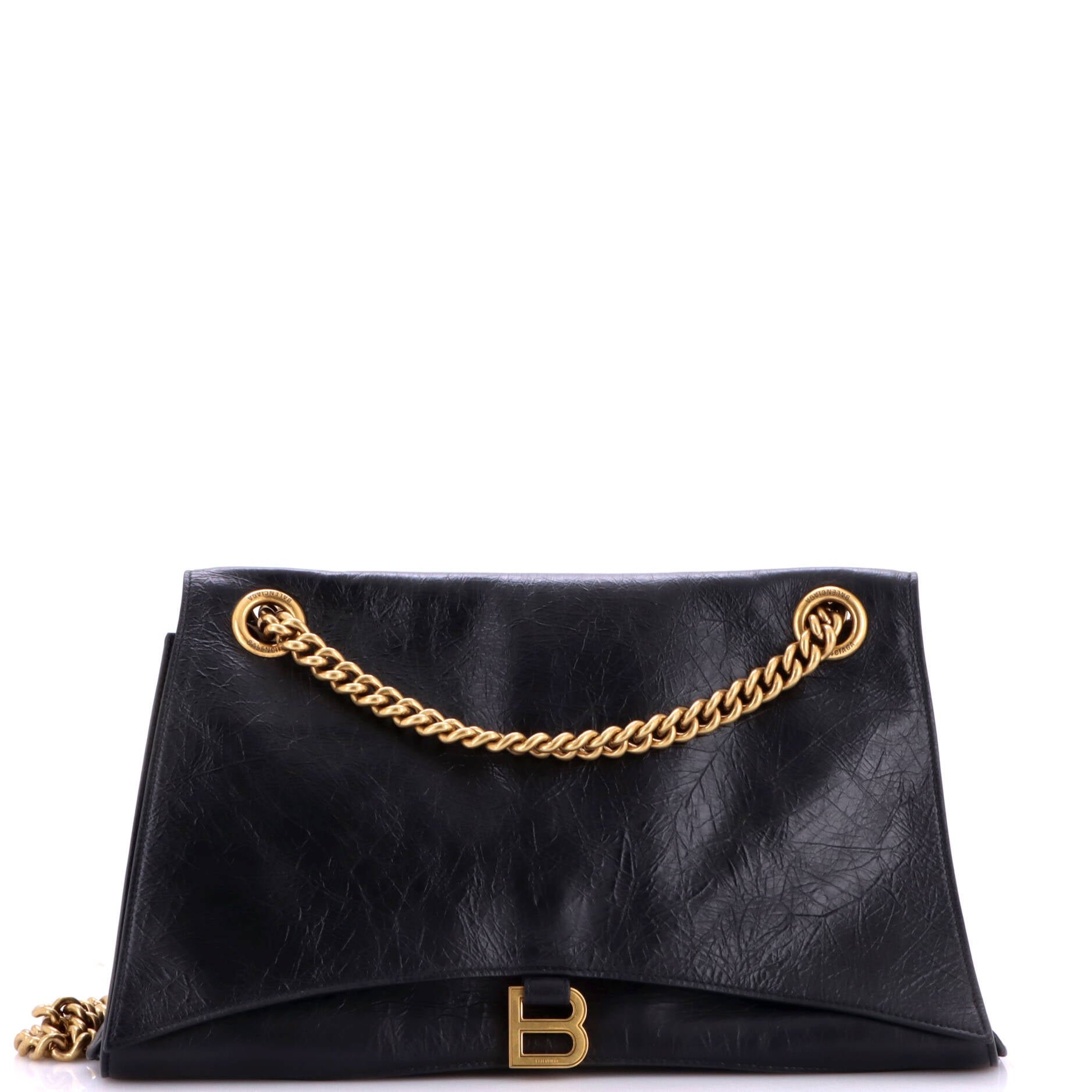 Crush Chain Flap Bag Leather Large