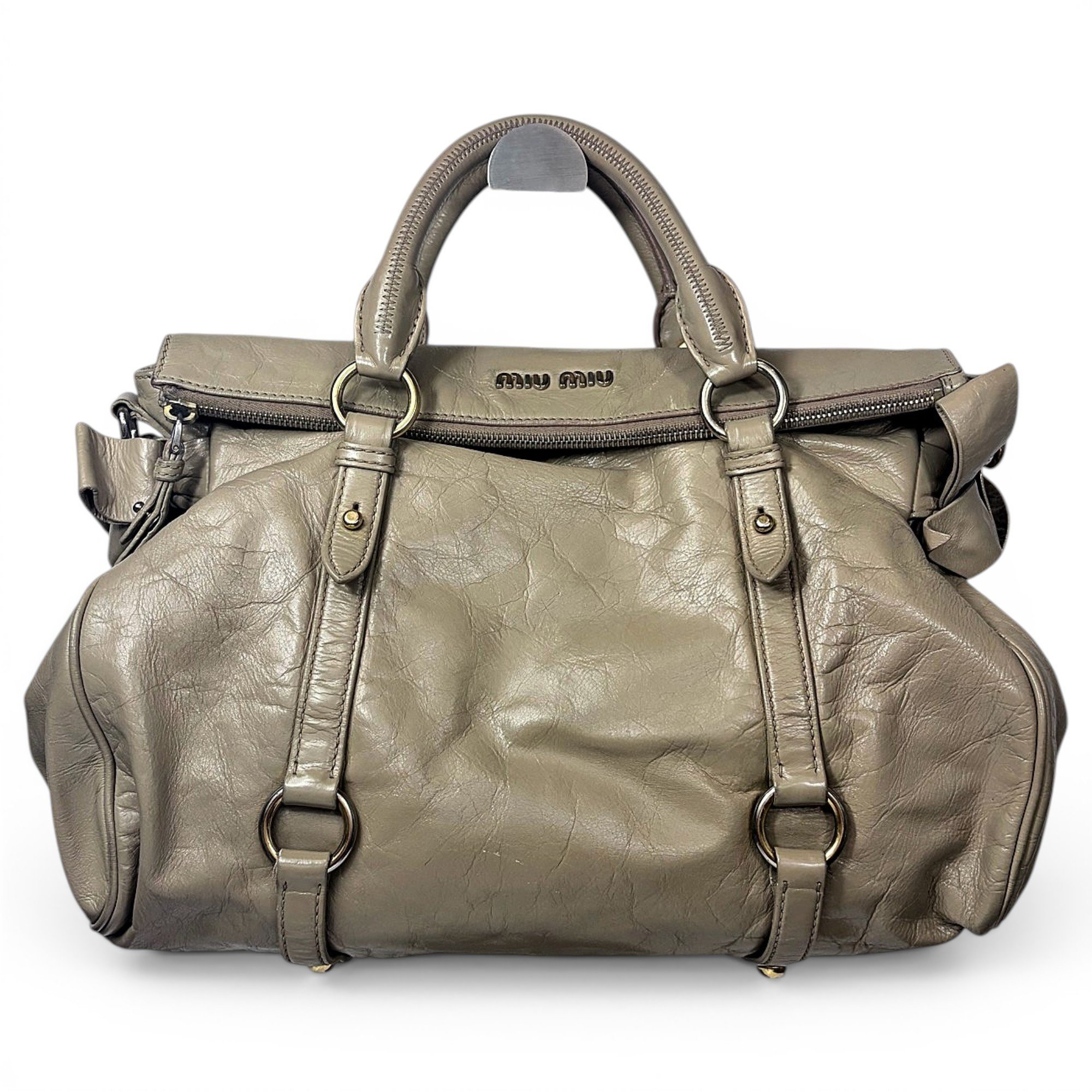 Bow bag leather handbag